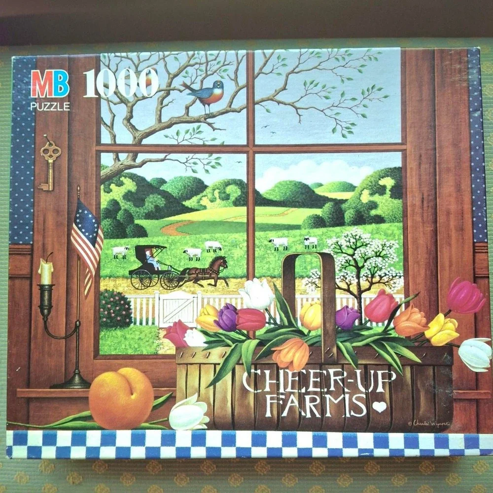 Vintage 1987 Cheer-Up Farms 1,000-piece jigsaw puzzle Cute Cottage Country